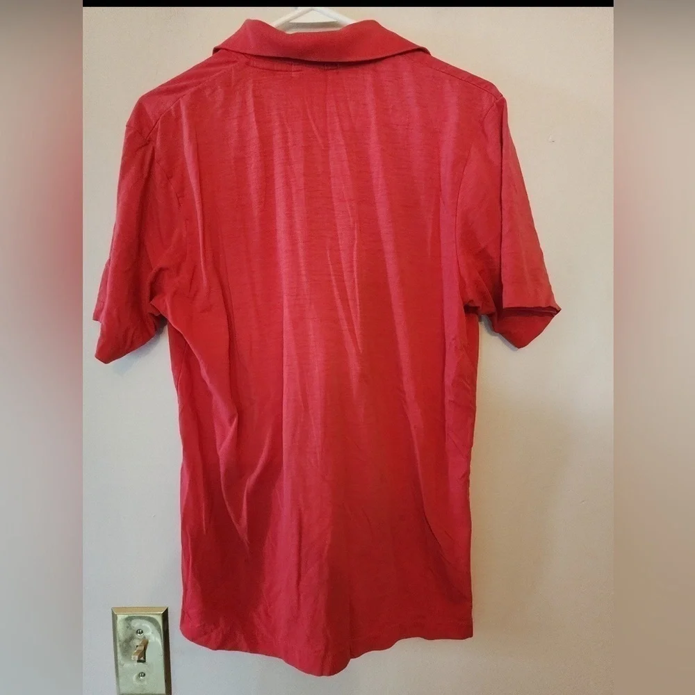 Vintage 70s Adidas Trefoil Polo Spellout pocket Large red